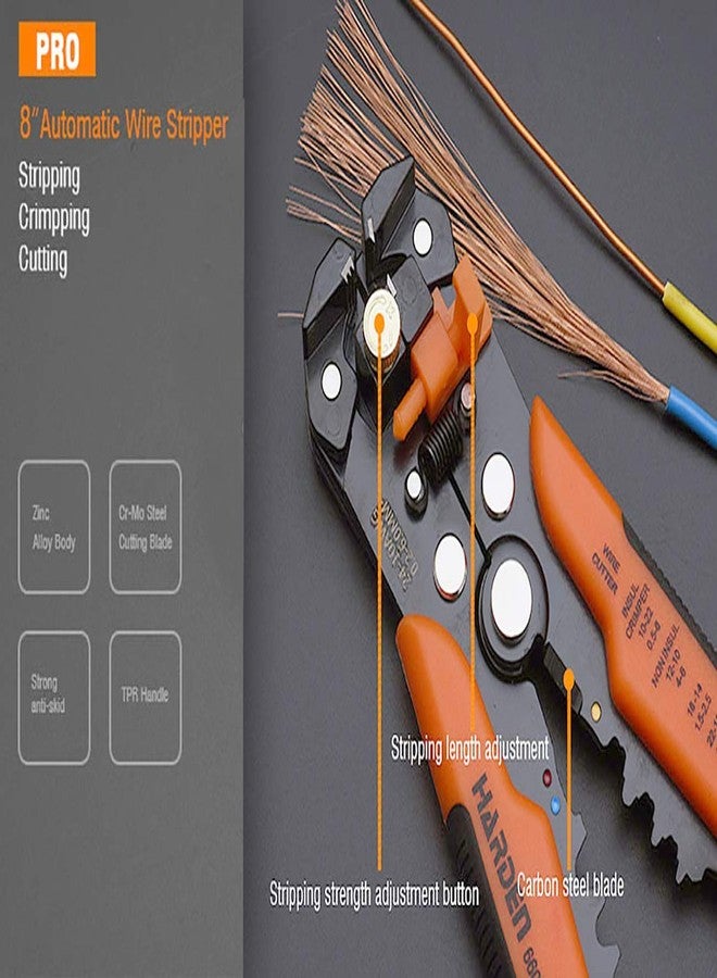 Harden 8" Multi-Function Automatic Wire Stripper Plier - Stripping Crimping and Cutting Tool - Professional Series 660613 - Image 5